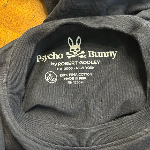 Psycho Bunny Kids Black Logo Pima Cotton T-Shirt, Size XL (18/20) - Picture 5 of 7